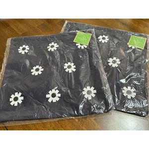2 NEW Kate Spade Flower Ribbon Navy Decorative Pillow Cover 16 X 16 MSRP $49 Ea
